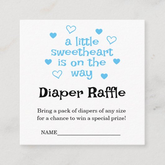 Luier Raffle Blauw Jongen Baby shower Vierkante Ka Informatiekaartje (Voorkant)
