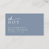 Luier Raffle Blauw Minimalistisch Baby shower Informatiekaartje (Achterkant)