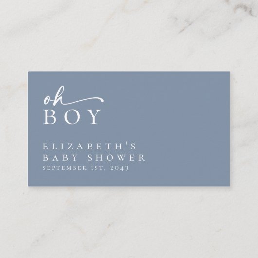 Luier Raffle Blauw Minimalistisch Baby shower Informatiekaartje (Achterkant)