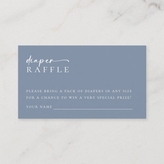 Luier Raffle Blauw Minimalistisch Baby shower Informatiekaartje (Voorkant)