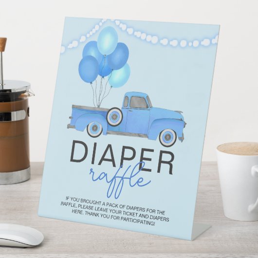 Luier Raffle Blauw Vrachtwagenballon Licht Baby sh Reclamebord Met Voetstuk (Insitu)