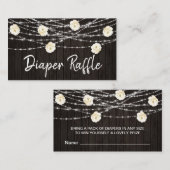 *~* Luier Raffle Bloemen Hout Rustieke String Ligh Informatiekaartje (Voorkant / Achterkant)