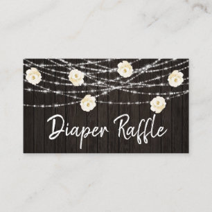 *~* Luier Raffle Bloemen Hout Rustieke String Ligh Informatiekaartje