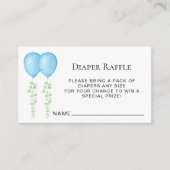 Luier Raffle Blue Balloons Twin Boy's Baby shower Informatiekaartje (Voorkant)