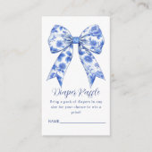 Luier Raffle Blue Chinoiserie Bow Baby shower Informatiekaartje (Voorkant)