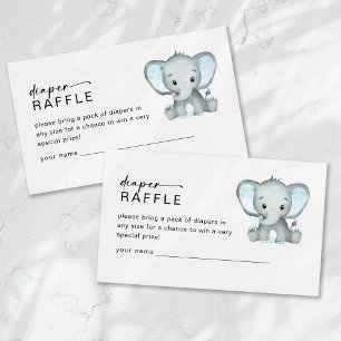 Luier Raffle Blue Elephant Baby shower Informatiekaartje