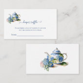 Luier Raffle Blue Hydrangea Tea Party Informatiekaartje (Voorkant / Achterkant)