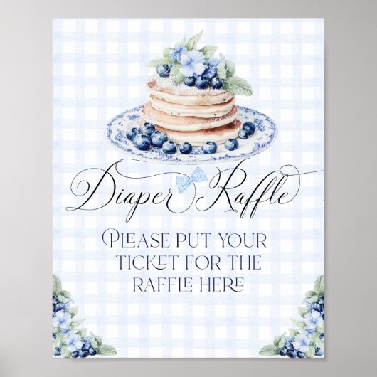 Luier Raffle Blueberry Pannenkoek Baby Brunch Poster (Voorkant)