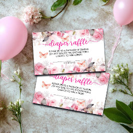 Luier Raffle Blush Rozen Baby shower Informatiekaartje