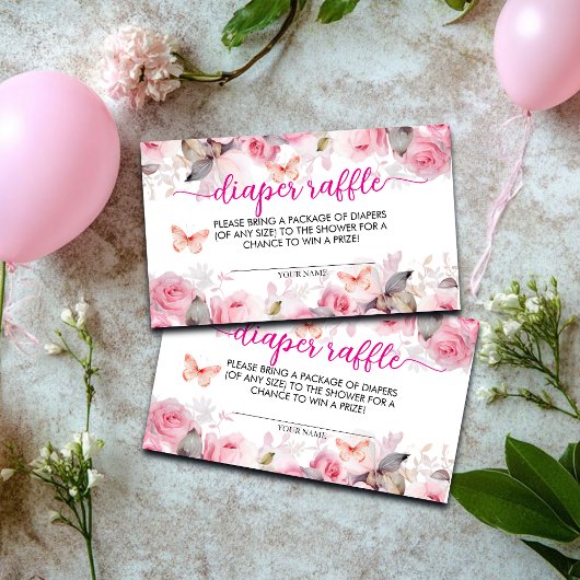 Luier Raffle Blush Rozen Baby shower Informatiekaartje