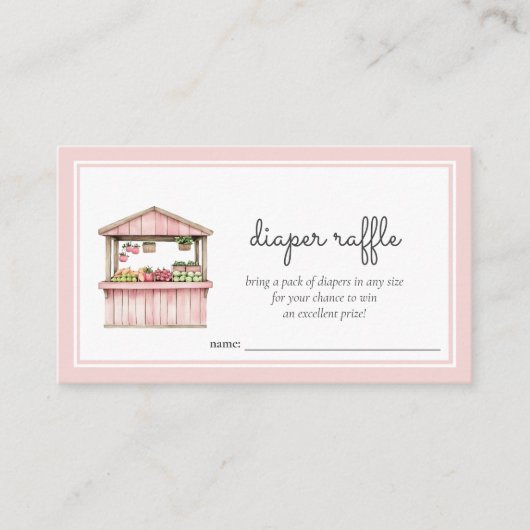 Luier Raffle Boeren Markt Baby Meisje Douche Informatiekaartje (Voorkant)