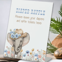 Luier Raffle Boho Cowboy Olifant Baby shower Reclamebord Met Voetstuk
