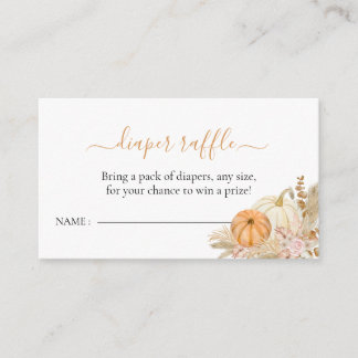Luier Raffle Boho Floral Pompoen Baby shower Informatiekaartje