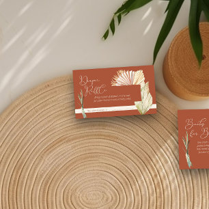 Luier Raffle Boho Foliage Terracotta Baby shower Informatiekaartje