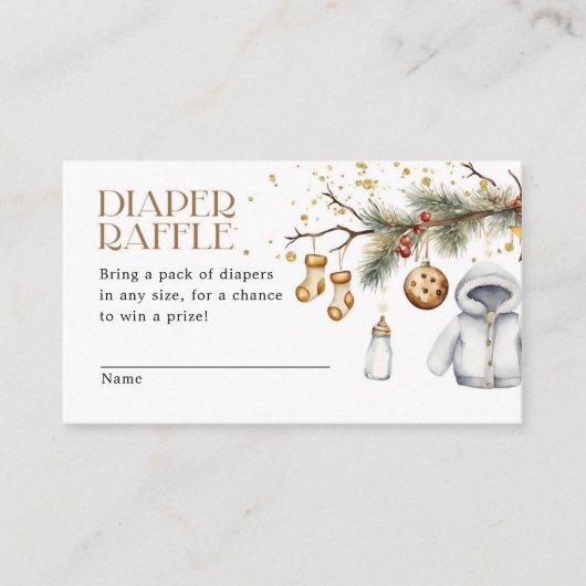 Luier Raffle Boho Kerst Baby shower Informatiekaartje (Voorkant)