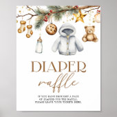 Luier Raffle Boho Kerstvakantie Baby shower Poster (Voorkant)
