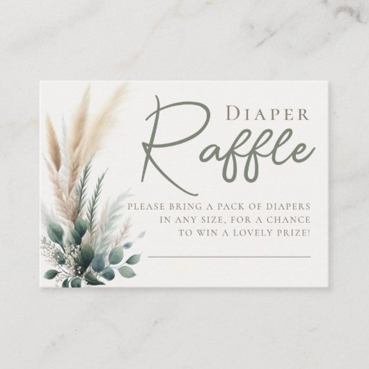 Luier Raffle Boho Pampas Greenery Arch Neutraal Informatiekaartje (Voorkant)