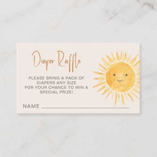 Luier Raffle Boho Sunshine Baby shower Informatiekaartje (Voorkant)