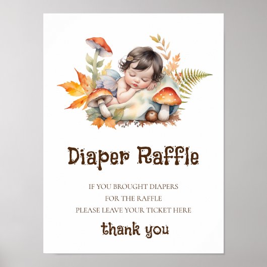 Luier Raffle Bord Baby Shower Bosfee Poster (Voorkant)