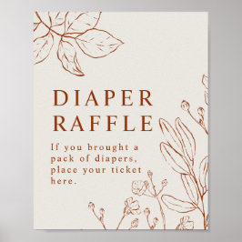Luier Raffle Botanische Baby shower Poster
