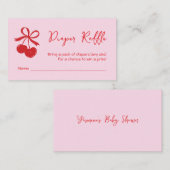 Luier Raffle Bow Cherry Roze & Rode Hand getekend Informatiekaartje (Voorkant / Achterkant)