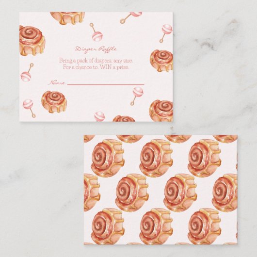 Luier Raffle Brunch en Baby shower Meisje Informatiekaartje (Voorkant / Achterkant)