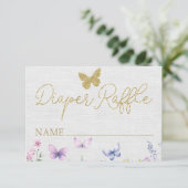 Luier Raffle Butterfly Baby shower Ticket Kaarten (Staand voorkant)