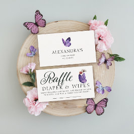 Luier Raffle Butterfly Wild Paarse Baby shower Informatiekaartje
