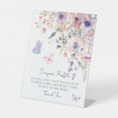 Luier Raffle Butterfly Wildflower Baby shower Reclamebord Met Voetstuk (Voorkant)