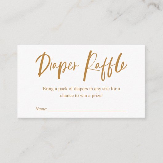 Luier Raffle Calligrafie Neutraal Baby shower Informatiekaartje (Voorkant)