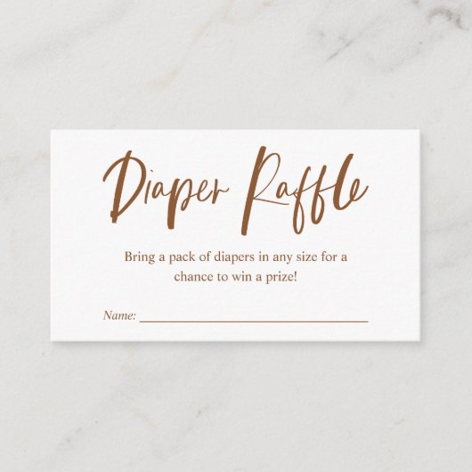 Luier Raffle Calligrafie Neutraal Baby shower Informatiekaartje (Voorkant)