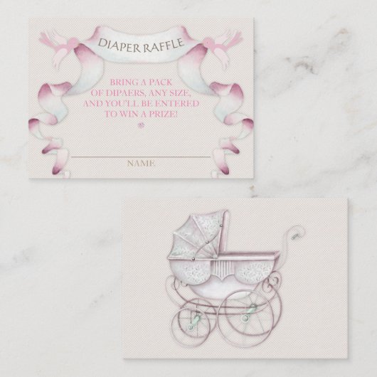 Luier Raffle  Carriage Ivory Pink Gingham Informatiekaartje (Voorkant / Achterkant)