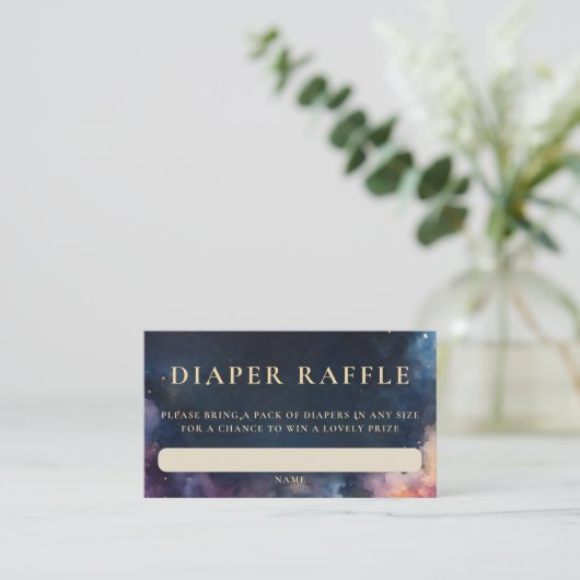 Luier Raffle Celestial Gift Navy Blue Baby shower Informatiekaartje (Staand voorkant)