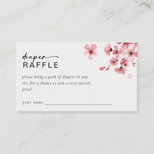 Luier Raffle Cherry Blossom Baby shower Informatiekaartje (Voorkant)