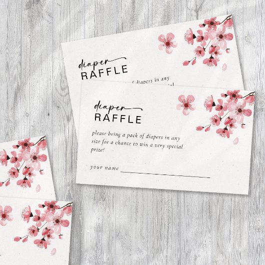 Luier Raffle Cherry Blossom Baby shower Informatiekaartje
