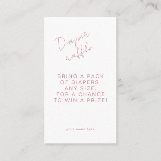 Luier Raffle Chic Pink Seashell Baby shower Informatiekaartje (Voorkant)