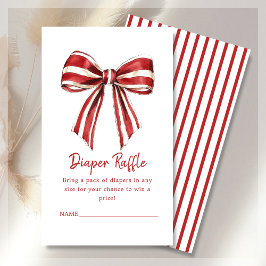 Luier Raffle Christmas Coquette Bow Baby shower Informatiekaartje