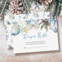 Luier Raffle Christmas Santa Blue Baby shower