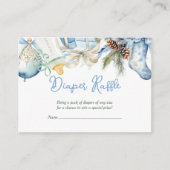 Luier Raffle Christmas Santa Blue Baby shower Informatiekaartje (Voorkant)