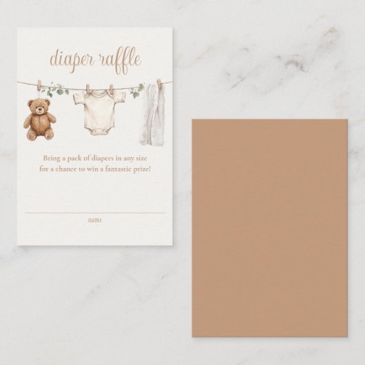 Luier Raffle Clothesline Baby shower Informatiekaartje (Voorkant / Achterkant)