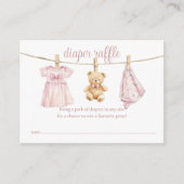Luier Raffle Clothesline Girl Baby shower Informatiekaartje (Voorkant)