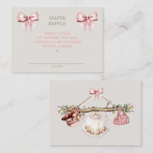 Luier Raffle Clothesline Meisje Roze Ivoor Informatiekaartje (Voorkant / Achterkant)