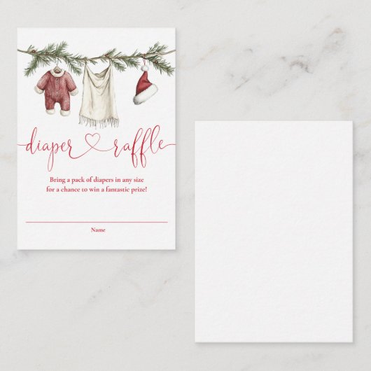 Luier Raffle Clothesline Winter Baby shower Informatiekaartje (Voorkant / Achterkant)