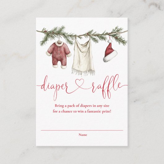 Luier Raffle Clothesline Winter Baby shower Informatiekaartje (Voorkant)