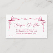 Luier Raffle Coquette Bows Baby Meisje Douche Informatiekaartje (Voorkant)