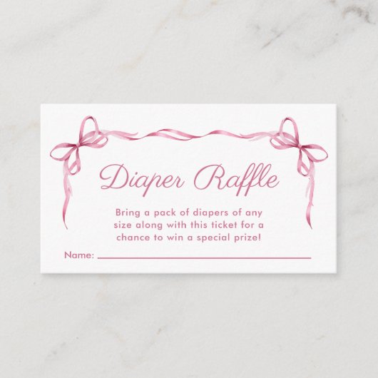 Luier Raffle Coquette Bows Baby Meisje Douche Informatiekaartje (Voorkant)