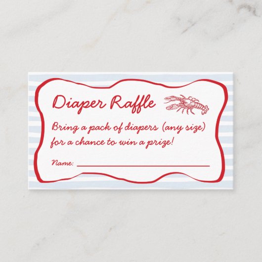 Luier Raffle Crawfish Boil Baby shower Informatiekaartje (Voorkant)