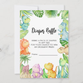 Luier Raffle Dinosaur Baby shower Kaart