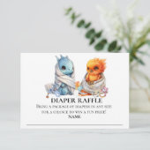 Luier Raffle Dragon Phoenix Twins Baby shower Kaart (Staand voorkant)