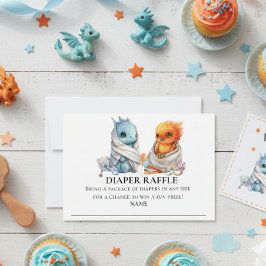 Luier Raffle Dragon Phoenix Twins Baby shower Kaart